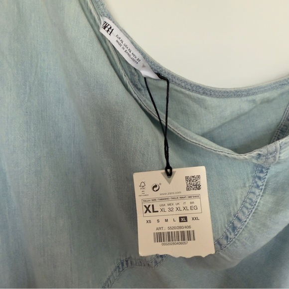 ☁️🌿 NWT ZARA One-Shoulder Denim Midi Dress – Size XL - Picture 3 of 5